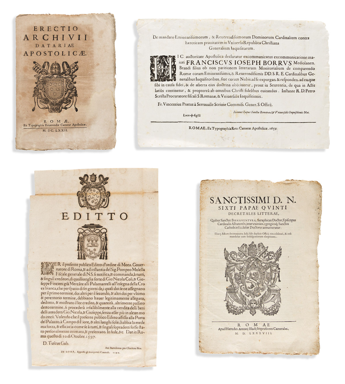 Papal Publications and Broadsides, Six Examples.